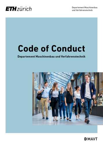 Vergrösserte Ansicht: Titelblatt des Faltflyers Codes of Conduct des D-MAVT